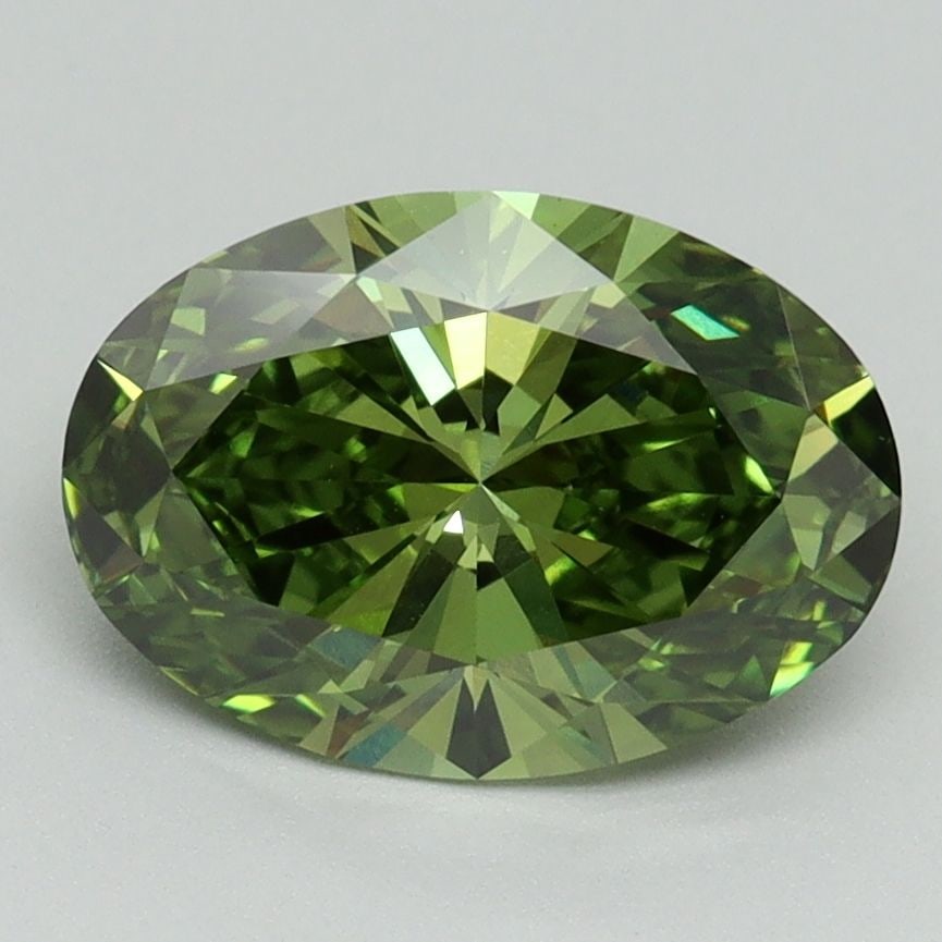 Loose Diamond - OVAL 2.07ct Fancy Vivid Green VS1: Loose Diamond - OVAL 2.07ct Fancy Vivid Green VS1 Source: This is a real non-mined Diamond that has been grown in a lab Shape: OVAL Carats: 2.07 Color: Fancy Vivid Green Certification: IGI Video: