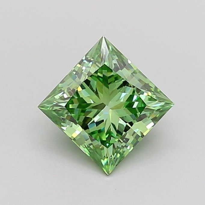 Loose Diamond - PRINCESS 1.0ct Fancy Vivid Green VS2: Loose Diamond - PRINCESS 1.0ct Fancy Vivid Green VS2 Source: This is a real non-mined Diamond that has been grown in a lab Shape: PRINCESS Carats: 1.0 Color: Fancy Vivid Green Certification: IGI