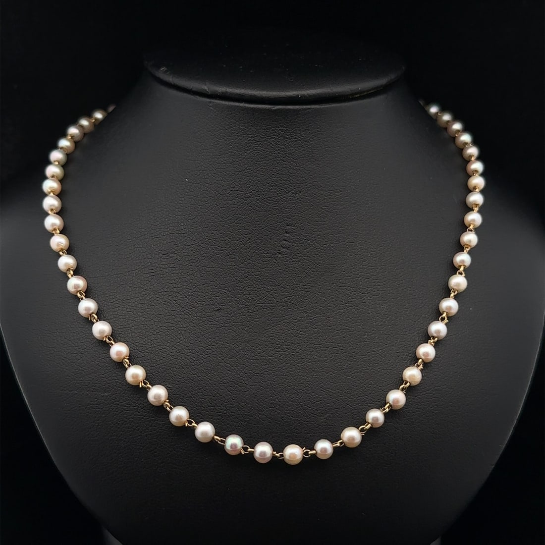 Vintage 13k Yellow Gold Baby Pearl Choker Necklace 13.5" (1 of 6)