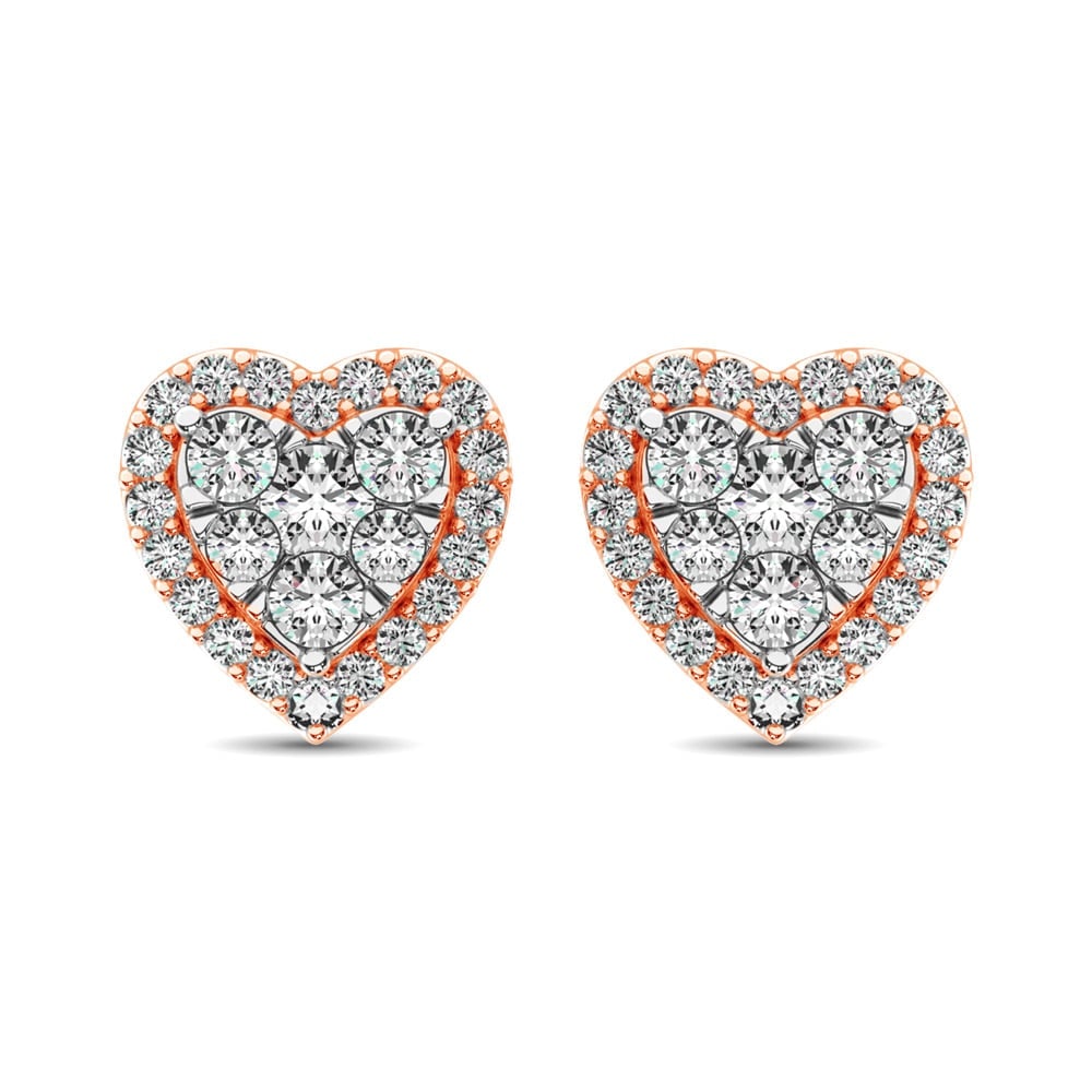 Diamond 3/4 Ct.tw Heart Earrings in 14K Rose Gold (1 of 3)