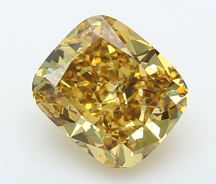 Loose Diamond - CUSHION BRILLIANT 3.8ct Fancy Vivid Yellow VS1 (1 of 1)