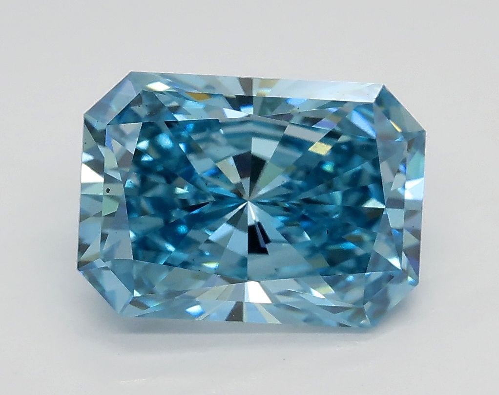 Loose Diamond - RADIANT 2.51ct Fancy Vivid Blue VS2: Loose Diamond - RADIANT 2.51ct Fancy Vivid Blue VS2 Source: This is a real non-mined Diamond that has been grown in a lab Shape: RADIANT Carats: 2.51 Color: Fancy Vivid Blue Certification: IGI Video: