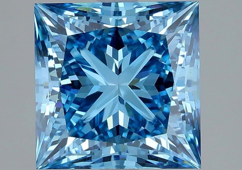 Loose Diamond - PRINCESS 3.02ct Fancy Vivid Blue VS2: Loose Diamond - PRINCESS 3.02ct Fancy Vivid Blue VS2 Source: This is a real non-mined Diamond that has been grown in a lab Shape: PRINCESS Carats: 3.02 Color: Fancy Vivid Blue Certification: IGI