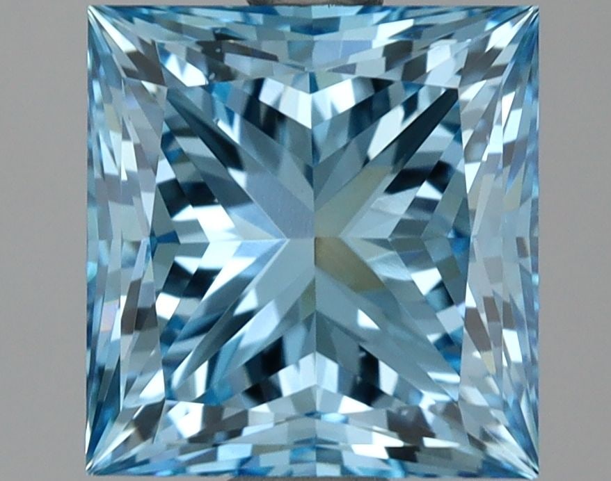 Loose Diamond - PRINCESS 2.57ct Fancy Vivid Blue VS2: Loose Diamond - PRINCESS 2.57ct Fancy Vivid Blue VS2 Source: This is a real non-mined Diamond that has been grown in a lab Shape: PRINCESS Carats: 2.57 Color: Fancy Vivid Blue Certification: IGI Video