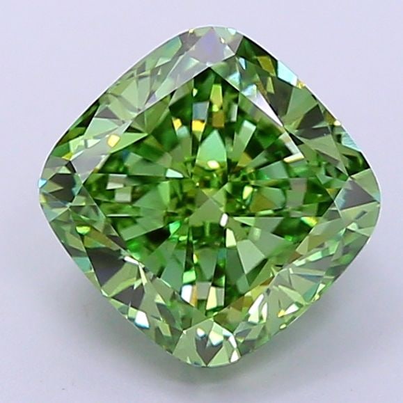 Loose Diamond - CUSHION MODIFIED 2.72ct Fancy Vivid Green VVS2: Loose Diamond - CUSHION MODIFIED 2.72ct Fancy Vivid Green VVS2 Source: This is a real non-mined Diamond that has been grown in a lab Shape: CUSHION MODIFIED Carats: 2.72 Color: Fancy Vivid Green Certi