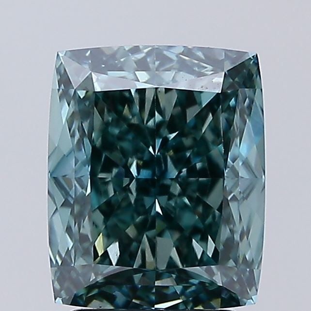 Loose Diamond - CUSHION MODIFIED 3.1ct Fancy Vivid Blueish Green VS2: Loose Diamond - CUSHION MODIFIED 3.1ct Fancy Vivid Blueish Green VS2 Source: This is a real non-mined Diamond that has been grown in a lab Shape: CUSHION MODIFIED Carats: 3.1 Color: Fancy Vivid Blueis