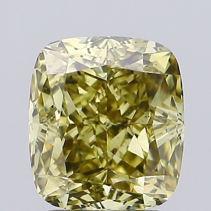 Loose Diamond - CUSHION MODIFIED 2.32ct Fancy Gray Yellow VS2: Loose Diamond - CUSHION MODIFIED 2.32ct Fancy Gray Yellow VS2 Source: This is a real non-mined Diamond that has been grown in a lab Shape: CUSHION MODIFIED Carats: 2.32 Color: Fancy Gray Yellow Certif