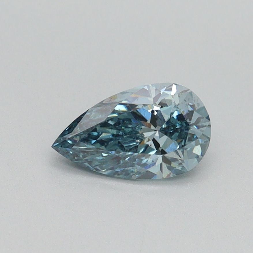 Loose Diamond - PEAR 0.6ct Fancy Intense Green Blue SI1: Loose Diamond - PEAR 0.6ct Fancy Intense Green Blue SI1 Source: This is a real non-mined Diamond that has been grown in a lab Shape: PEAR Carats: 0.6 Color: Fancy Intense Green Blue Certification: