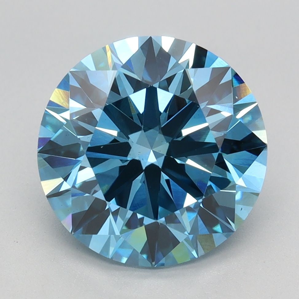 Ideal Loose Diamond - ROUND 3.17ct Fancy Vivid Blue VS1: Ideal Loose Diamond - ROUND 3.17ct Fancy Vivid Blue VS1 Source: This is a real non-mined Diamond that has been grown in a lab Shape: ROUND Carats: 3.17 Color: Fancy Vivid Blue Certification: IGI
