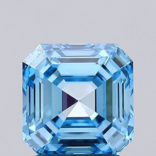 Loose Diamond - ASSCHER 1.8ct Fancy Vivid Blue VVS2: Loose Diamond - ASSCHER 1.8ct Fancy Vivid Blue VVS2 Source: This is a real non-mined Diamond that has been grown in a lab Shape: ASSCHER Carats: 1.8 Color: Fancy Vivid Blue Certification: IGI Video: