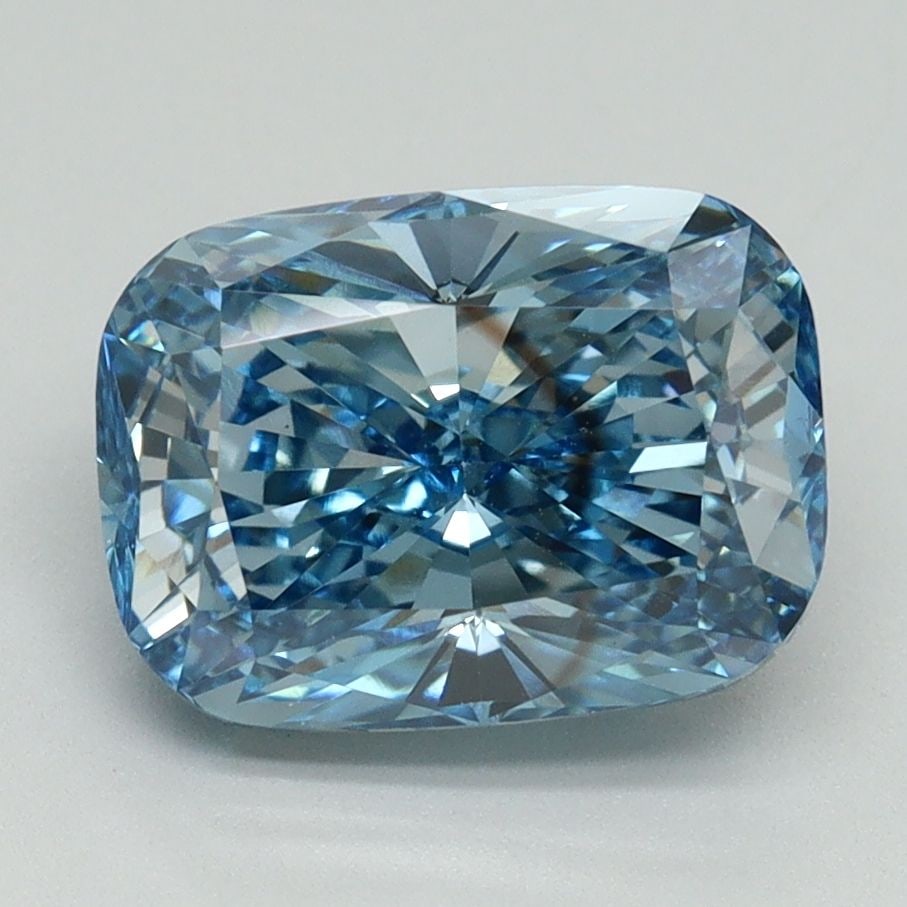 Loose Diamond - CUSHION BRILLIANT 3.01ct Fancy Vivid Blue VS1: Loose Diamond - CUSHION BRILLIANT 3.01ct Fancy Vivid Blue VS1 Source: This is a real non-mined Diamond that has been grown in a lab Shape: CUSHION BRILLIANT Carats: 3.01 Color: Fancy Vivid Blue Certif