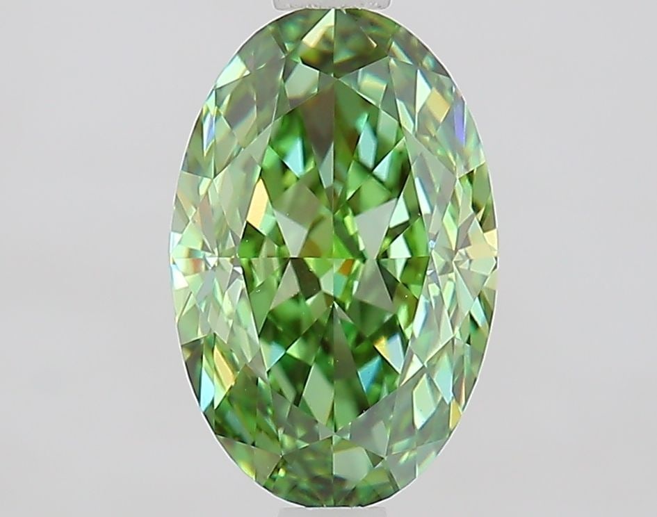 Loose Diamond - OVAL 2.01ct Fancy Vivid Green VVS2: Loose Diamond - OVAL 2.01ct Fancy Vivid Green VVS2 Source: This is a real non-mined Diamond that has been grown in a lab Shape: OVAL Carats: 2.01 Color: Fancy Vivid Green Certification: IGI Video: