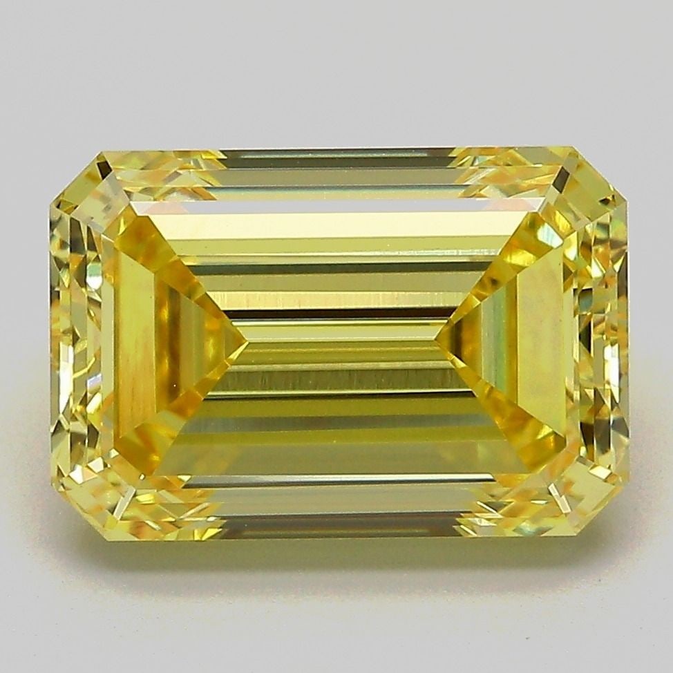 Loose Diamond - EMERALD 5.18ct Fancy Vivid Yellow VVS2: Loose Diamond - EMERALD 5.18ct Fancy Vivid Yellow VVS2 Source: This is a real non-mined Diamond that has been grown in a lab Shape: EMERALD Carats: 5.18 Color: Fancy Vivid Yellow Certification: IGI