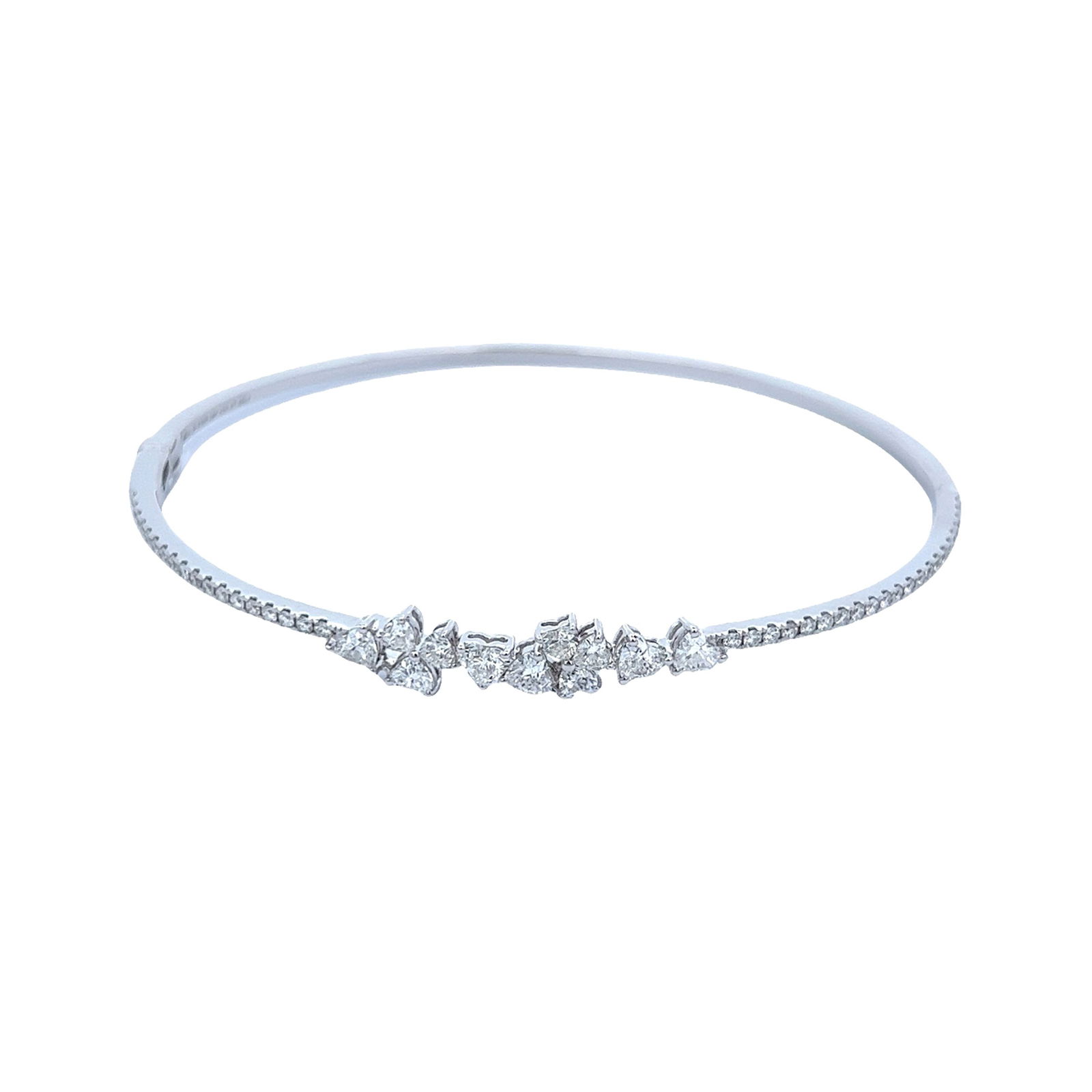1.27ct Diamond Bangle 18k White Gold Contemporary: 1.27ct Diamond Bangle 18k White Gold Contemporary This exquisite 1.27 carat diamond bangle bracelet is crafted from 18k white gold, showcasing a modern and elegant design. The bracelet features a stun