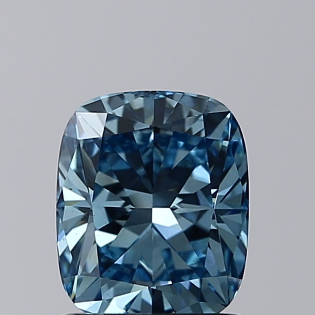 Loose Diamond - CUSHION BRILLIANT 0.9ct Fancy Vivid Greenish Blue VS1: Loose Diamond - CUSHION BRILLIANT 0.9ct Fancy Vivid Greenish Blue VS1 Source: This is a real non-mined Diamond that has been grown in a lab Shape: CUSHION BRILLIANT Carats: 0.9 Color: Fancy Vivid Gree
