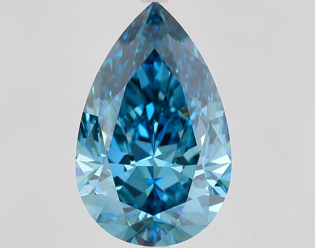 Loose Diamond - PEAR 10.63ct Fancy Vivid Blue VS1: Loose Diamond - PEAR 10.63ct Fancy Vivid Blue VS1 Source: This is a real non-mined Diamond that has been grown in a lab Shape: PEAR Carats: 10.63 Color: Fancy Vivid Blue Certification: IGI Video: