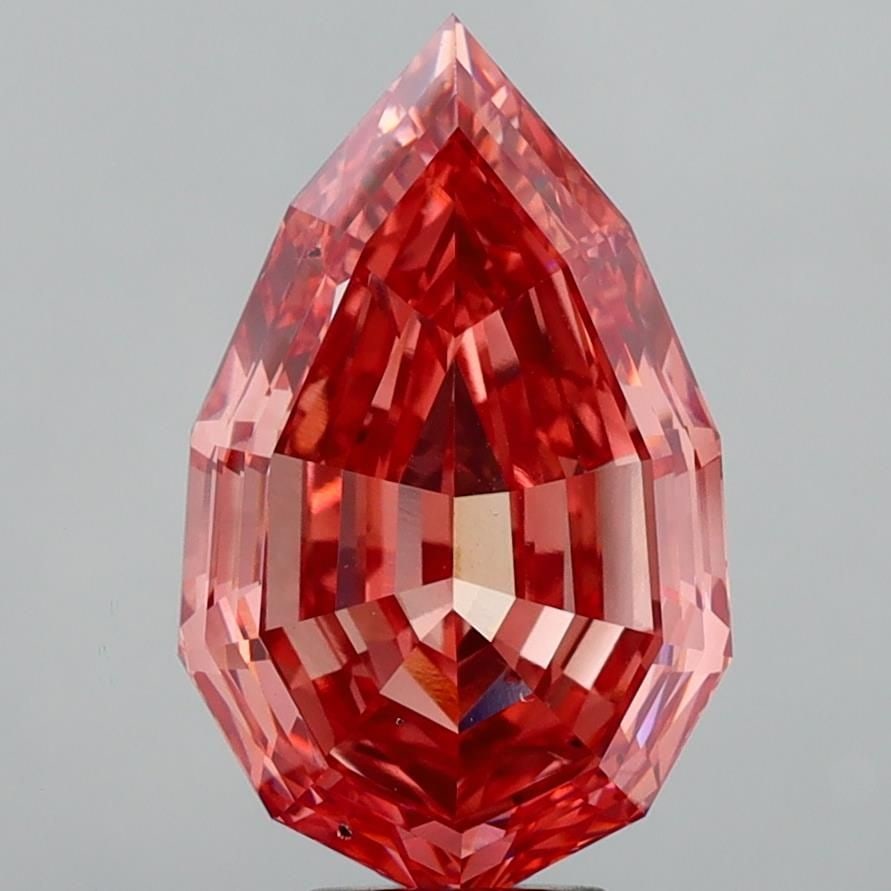 Loose Diamond - PEAR 10.11ct Fancy Vivid Reddish Orange VS2: Loose Diamond - PEAR 10.11ct Fancy Vivid Reddish Orange VS2 Source: This is a real non-mined Diamond that has been grown in a lab Shape: PEAR Carats: 10.11 Color: Fancy Vivid Reddish Orange Certificat