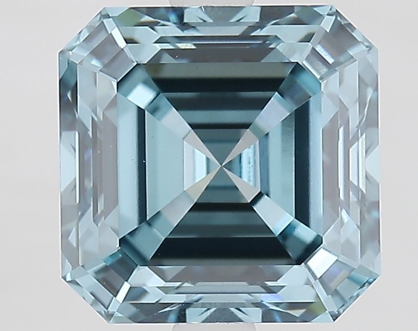 Loose Diamond - SQUARE EMERALD 2.95ct Fancy Vivid Blue VS1 (1 of 1)