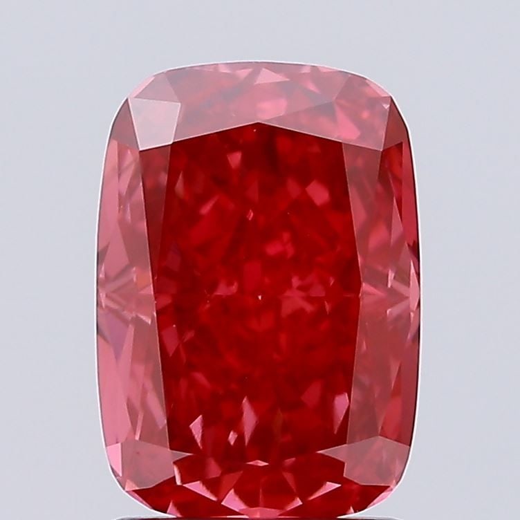 Loose Diamond - CUSHION BRILLIANT 2.01ct Fancy Vivid Red VS1: Loose Diamond - CUSHION BRILLIANT 2.01ct Fancy Vivid Red VS1 Source: This is a real non-mined Diamond that has been grown in a lab Shape: CUSHION BRILLIANT Carats: 2.01 Color: Fancy Vivid Red Certific