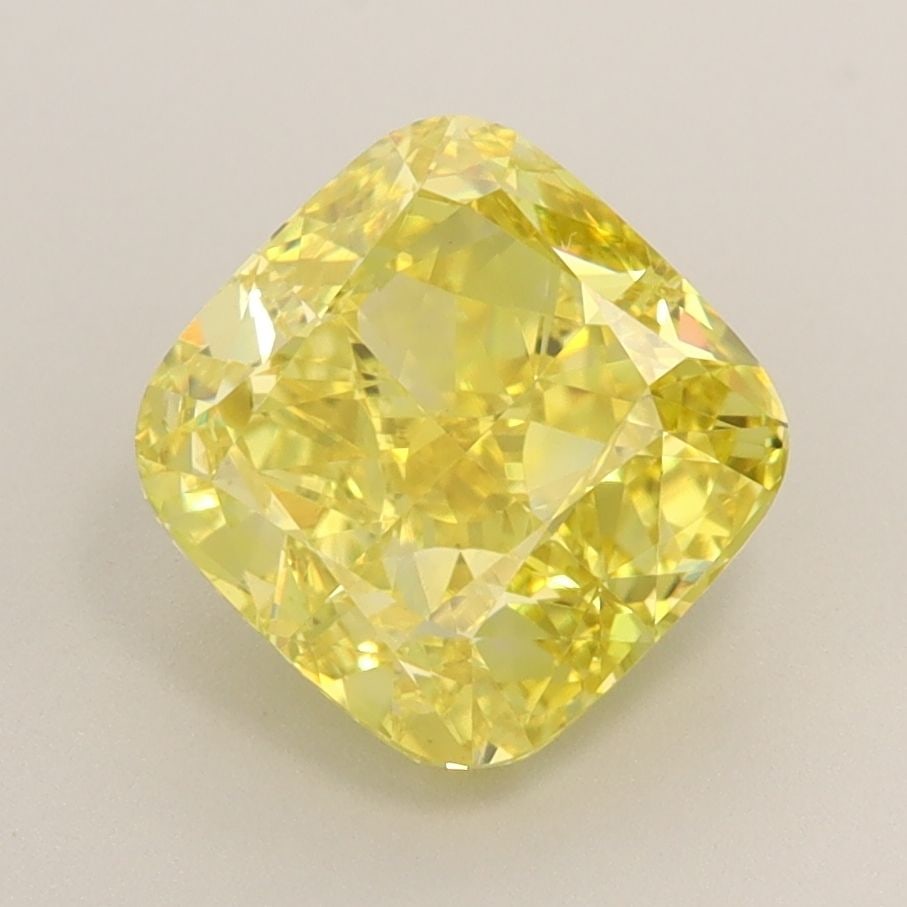 Loose Diamond - CUSHION BRILLIANT 3.0ct Fancy Vivid Yellow VS1: Loose Diamond - CUSHION BRILLIANT 3.0ct Fancy Vivid Yellow VS1 Source: This is a real non-mined Diamond that has been grown in a lab Shape: CUSHION BRILLIANT Carats: 3.0 Color: Fancy Vivid Yellow Cert