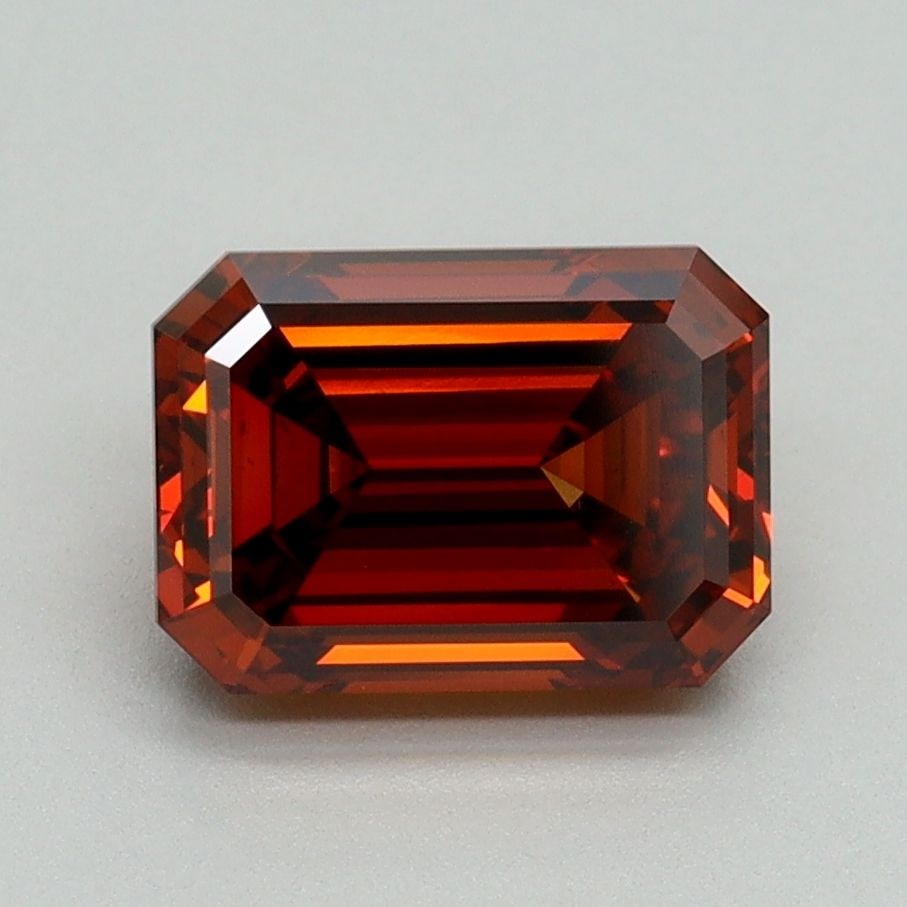 Loose Diamond - EMERALD 2.1ct Fancy Deep Orange VS1: Loose Diamond - EMERALD 2.1ct Fancy Deep Orange VS1 Source: This is a real non-mined Diamond that has been grown in a lab Shape: EMERALD Carats: 2.1 Color: Fancy Deep Orange Certification: IGI Video: