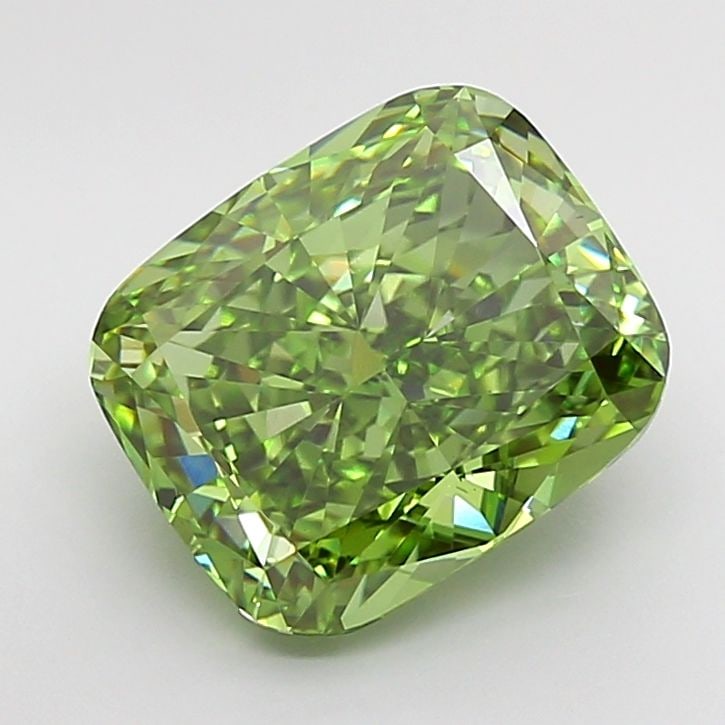 Loose Diamond - CUSHION BRILLIANT 5.01ct Fancy Vivid Green VS2: Loose Diamond - CUSHION BRILLIANT 5.01ct Fancy Vivid Green VS2 Source: This is a real non-mined Diamond that has been grown in a lab Shape: CUSHION BRILLIANT Carats: 5.01 Color: Fancy Vivid Green Cert