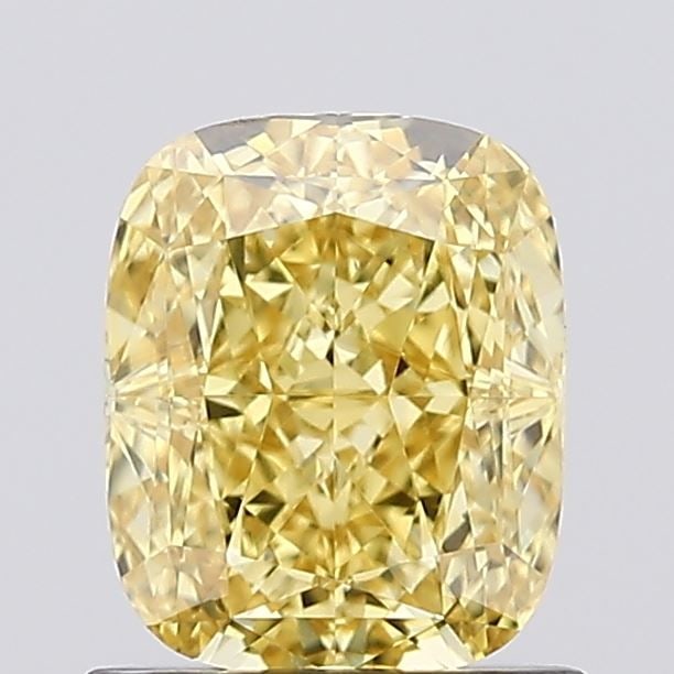 Loose Diamond - CUSHION MODIFIED 1.04ct Fancy Vivid Yellow VVS2: Loose Diamond - CUSHION MODIFIED 1.04ct Fancy Vivid Yellow VVS2 Source: This is a real non-mined Diamond that has been grown in a lab Shape: CUSHION MODIFIED Carats: 1.04 Color: Fancy Vivid Yellow Cer