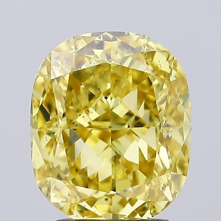 Loose Diamond - CUSHION BRILLIANT 2.36ct Fancy Vivid Yellow VS2: Loose Diamond - CUSHION BRILLIANT 2.36ct Fancy Vivid Yellow VS2 Source: This is a real non-mined Diamond that has been grown in a lab Shape: CUSHION BRILLIANT Carats: 2.36 Color: Fancy Vivid Yellow Ce