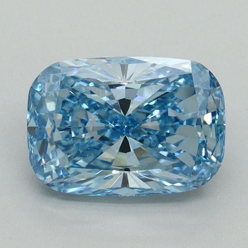 Loose Diamond - CUSHION BRILLIANT 2.1ct Fancy Vivid Blue VVS2: Loose Diamond - CUSHION BRILLIANT 2.1ct Fancy Vivid Blue VVS2 Source: This is a real non-mined Diamond that has been grown in a lab Shape: CUSHION BRILLIANT Carats: 2.1 Color: Fancy Vivid Blue Certifi