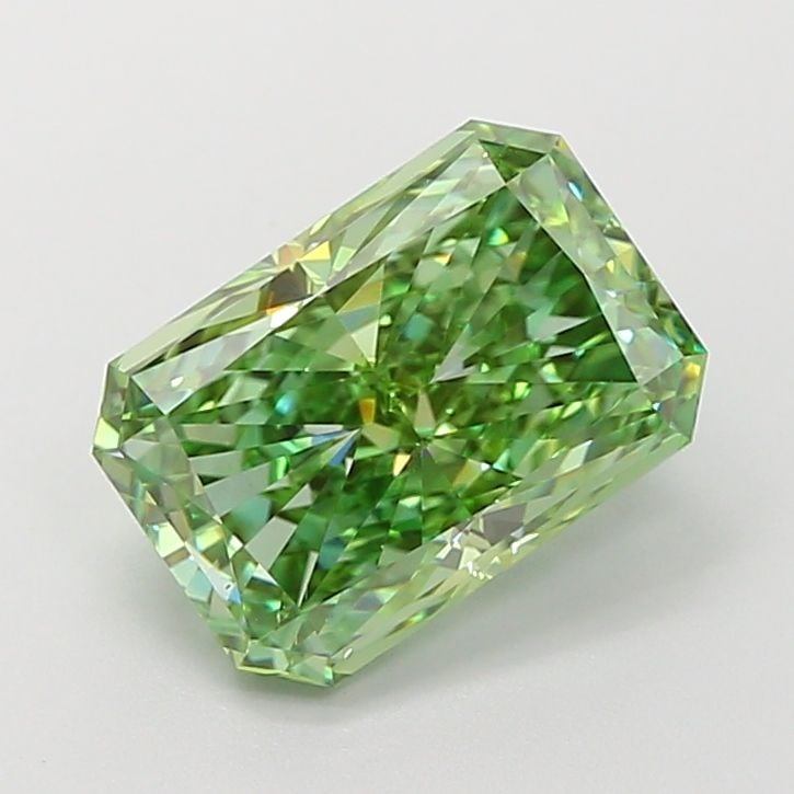 Loose Diamond - RADIANT 2.53ct Fancy Vivid Green VS1: Loose Diamond - RADIANT 2.53ct Fancy Vivid Green VS1 Source: This is a real non-mined Diamond that has been grown in a lab Shape: RADIANT Carats: 2.53 Color: Fancy Vivid Green Certification: IGI The D