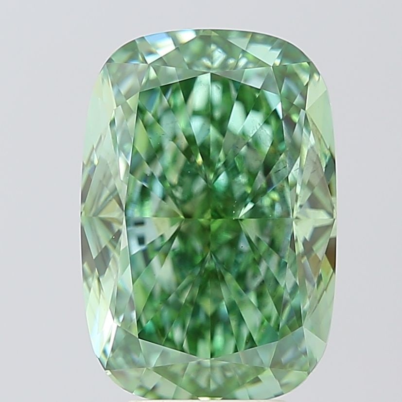 Loose Diamond - CUSHION MODIFIED 7.08ct Fancy Vivid Green VS2: Loose Diamond - CUSHION MODIFIED 7.08ct Fancy Vivid Green VS2 Source: This is a real non-mined Diamond that has been grown in a lab Shape: CUSHION MODIFIED Carats: 7.08 Color: Fancy Vivid Green Certif