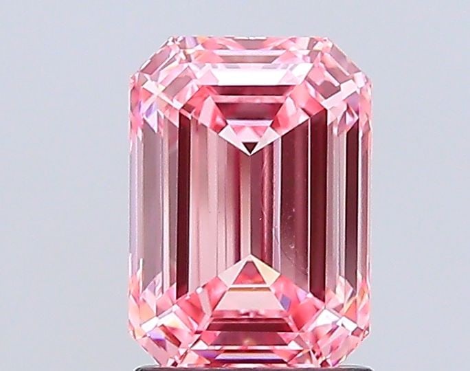 Loose Diamond - EMERALD 2.03ct Fancy Vivid Pink VVS2: Loose Diamond - EMERALD 2.03ct Fancy Vivid Pink VVS2 Source: This is a real non-mined Diamond that has been grown in a lab Shape: EMERALD Carats: 2.03 Color: Fancy Vivid Pink Certification: IGI Video: