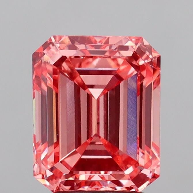 Loose Diamond - EMERALD 3.02ct Fancy Vivid Pink VS2: Loose Diamond - EMERALD 3.02ct Fancy Vivid Pink VS2 Source: This is a real non-mined Diamond that has been grown in a lab Shape: EMERALD Carats: 3.02 Color: Fancy Vivid Pink Certification: IGI Video: