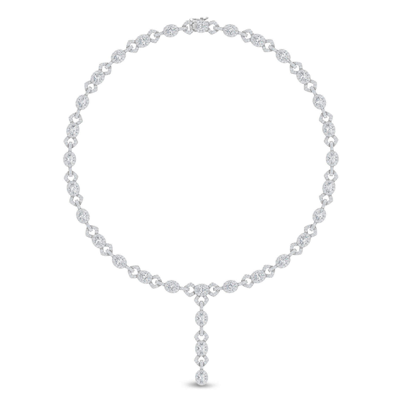 14K White Gold Lab Grown Diamond 15 1/2 Ct.Tw. Fashion Necklace: 14K White Gold Lab Grown Diamond 15 1/2 Ct.Tw. Fashion Necklace An extraordinary statement of refinement, this 15 1/2 CT TW fashion necklace is crafted in luminous 14K white gold and adorned with radi
