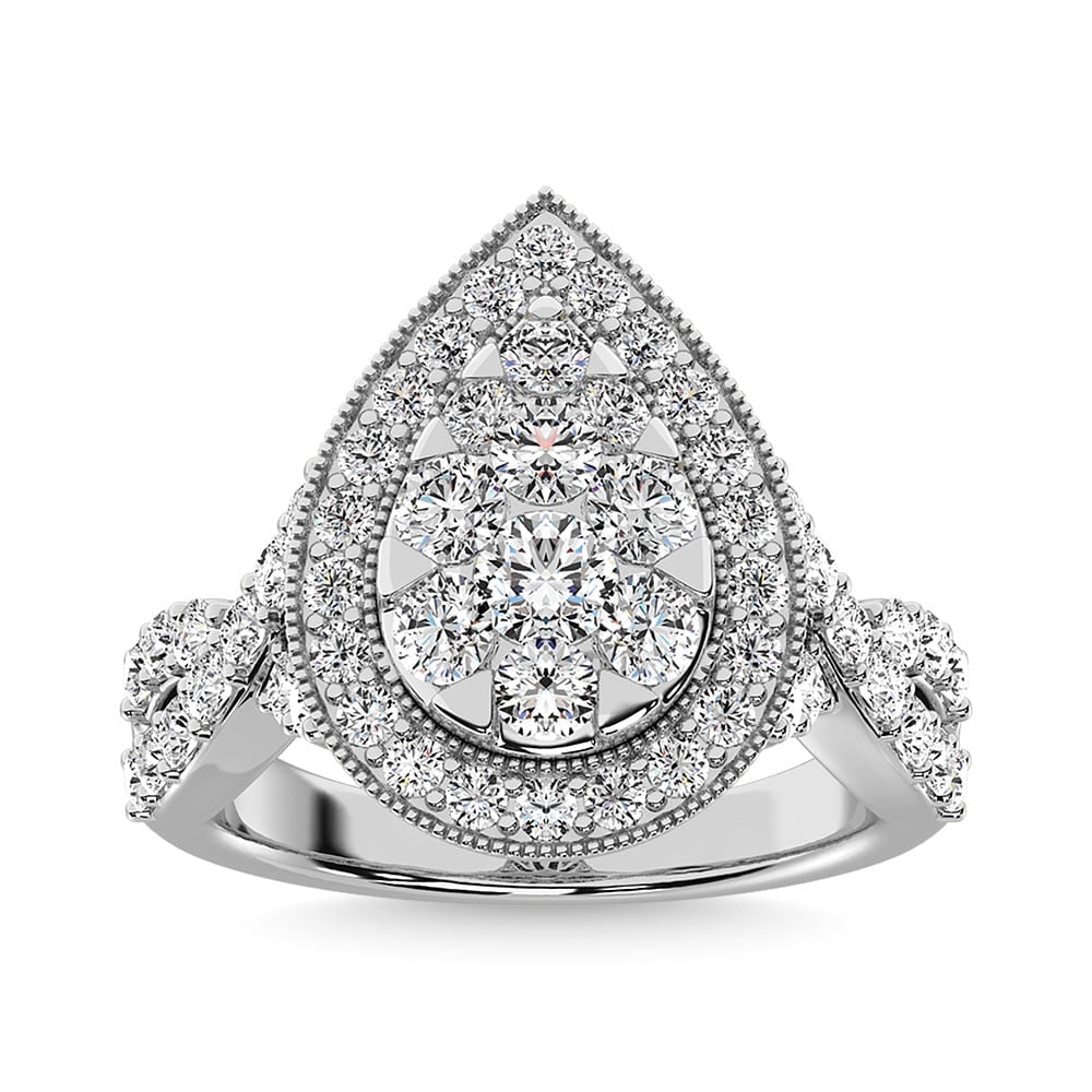 Diamond 2 Ct.Tw. Pear Shape Engagement Ring in 14K White Gold: Diamond 2 Ct.Tw. Pear Shape Engagement Ring in 14K White Gold 14k White Gold Stone Color: G-h Stone Clarity: Si2 Each ring is presented in standard size 6.5. Complimentary resizing is available betwee