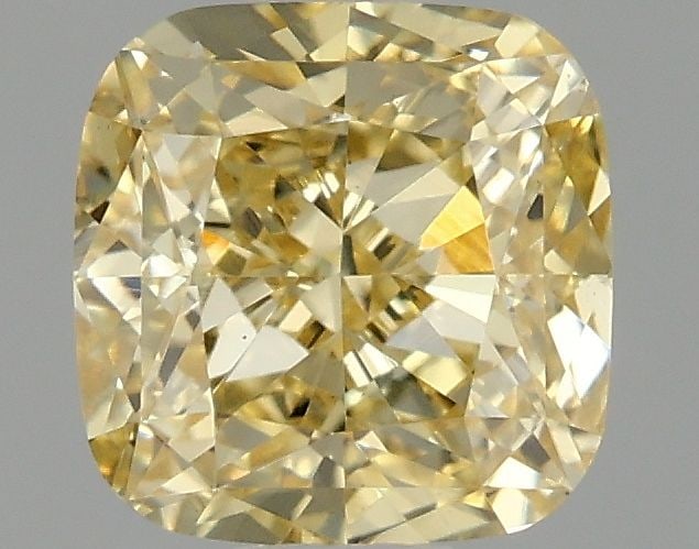 Loose Diamond - CUSHION MODIFIED 1.02ct Fancy Intense Yellow VS1: Loose Diamond - CUSHION MODIFIED 1.02ct Fancy Intense Yellow VS1 Source: This is a real non-mined Diamond that has been grown in a lab Shape: CUSHION MODIFIED Carats: 1.02 Color: Fancy Intense