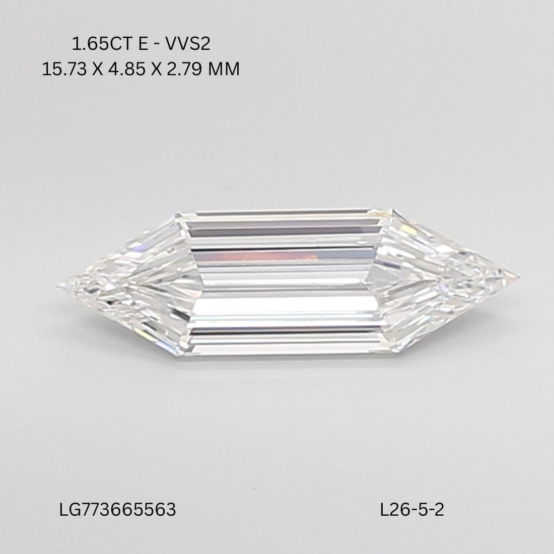 Loose Diamond - HEXAGONAL 1.65ct E VVS2: Loose Diamond - HEXAGONAL 1.65ct E VVS2 Source: This is a real non-mined Diamond that has been grown in a lab Shape: HEXAGONAL Carats: 1.65 Color: E Clarity: VVS2 Certification: IGI The Diamond Depot