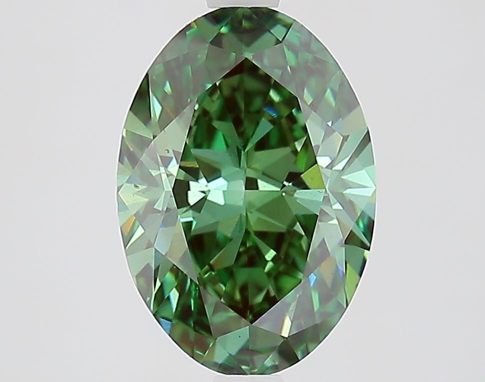 Loose Diamond - OVAL 2.55ct Fancy Vivid Green VS2: Loose Diamond - OVAL 2.55ct Fancy Vivid Green VS2 Source: This is a real non-mined Diamond that has been grown in a lab Shape: OVAL Carats: 2.55 Color: Fancy Vivid Green Certification: IGI Video: