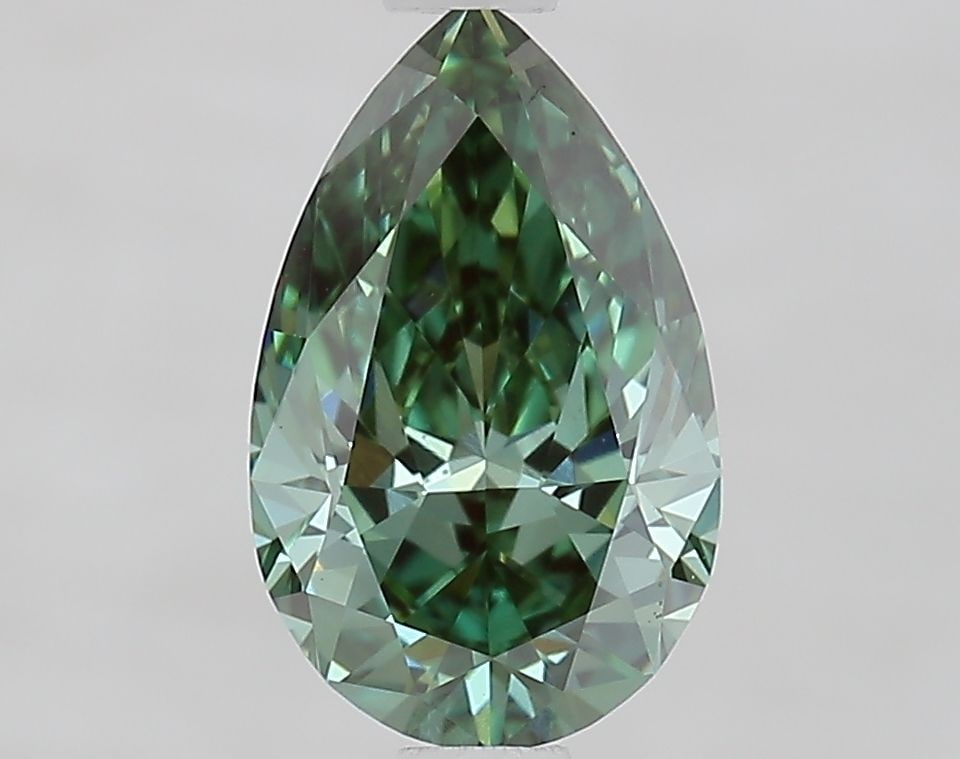 Loose Diamond - PEAR 1.18ct Fancy Vivid Green VVS2: Loose Diamond - PEAR 1.18ct Fancy Vivid Green VVS2 Source: This is a real non-mined Diamond that has been grown in a lab Shape: PEAR Carats: 1.18 Color: Fancy Vivid Green Certification: IGI Video: