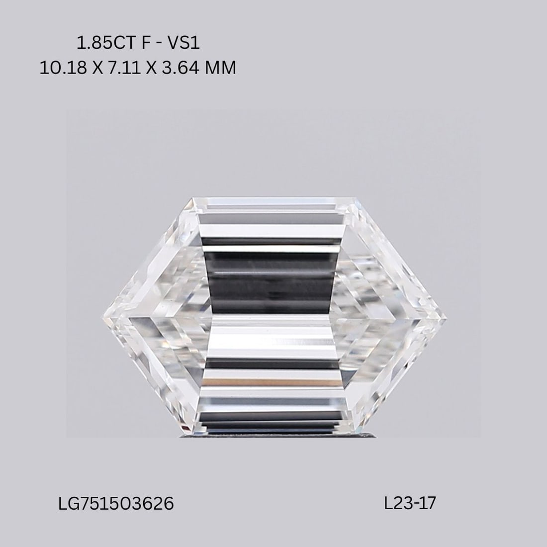 Loose Diamond - HEXAGONAL 1.85ct F VS1: Loose Diamond - HEXAGONAL 1.85ct F VS1 Source: This is a real non-mined Diamond that has been grown in a lab Shape: HEXAGONAL Carats: 1.85 Color: F Clarity: VS1 Certification: IGI Video: