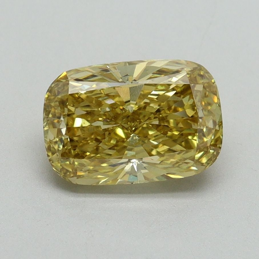 Loose Diamond - CUSHION BRILLIANT 1.5ct Fancy Vivid Yellow VS2: Loose Diamond - CUSHION BRILLIANT 1.5ct Fancy Vivid Yellow VS2 Source: This is a real non-mined Diamond that has been grown in a lab Shape: CUSHION BRILLIANT Carats: 1.5 Color: Fancy Vivid Yellow Cert