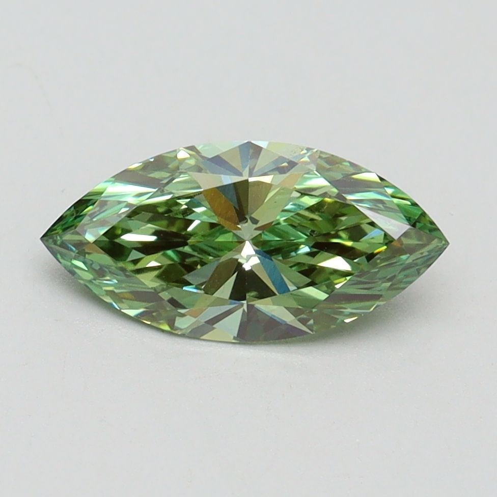 Loose Diamond - MARQUISE 1.07ct Fancy Vivid Green VVS2: Loose Diamond - MARQUISE 1.07ct Fancy Vivid Green VVS2 Source: This is a real non-mined Diamond that has been grown in a lab Shape: MARQUISE Carats: 1.07 Color: Fancy Vivid Green Certification: IGI Vi