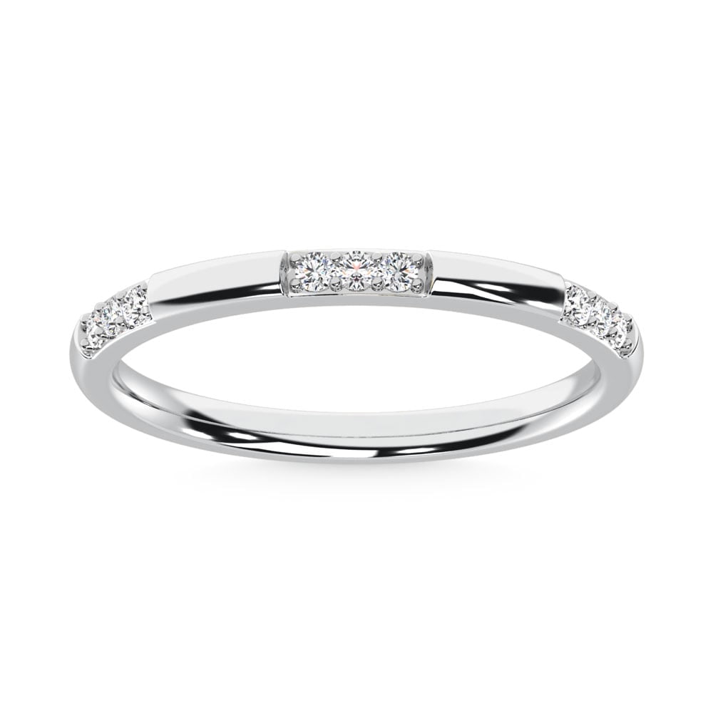 14K White Gold Diamond 1/10 Ct.Tw. Stackable Band: 14K White Gold Diamond 1/10 Ct.Tw. Stackable Band 14k White Gold Stone Color: G-h Stone Clarity: I1-i2 Each ring is presented in standard size 6.5. Complimentary resizing is available between sizes