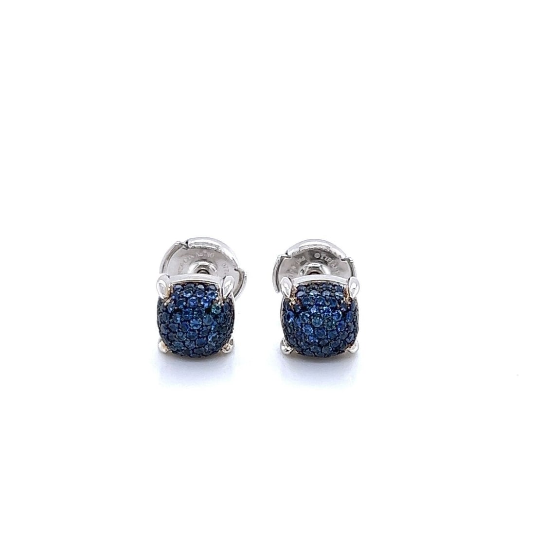 Picasso Sugar Stack Sapphire Stud Earrings by Tiffany & Co. in 18k White Gold: Picasso Sugar Stack Sapphire Stud Earrings by Tiffany & Co. in 18k White Gold These stud earrings from the Picasso Sugar Stack collection feature blue sapphires set in 18k white gold. Designed by Palo