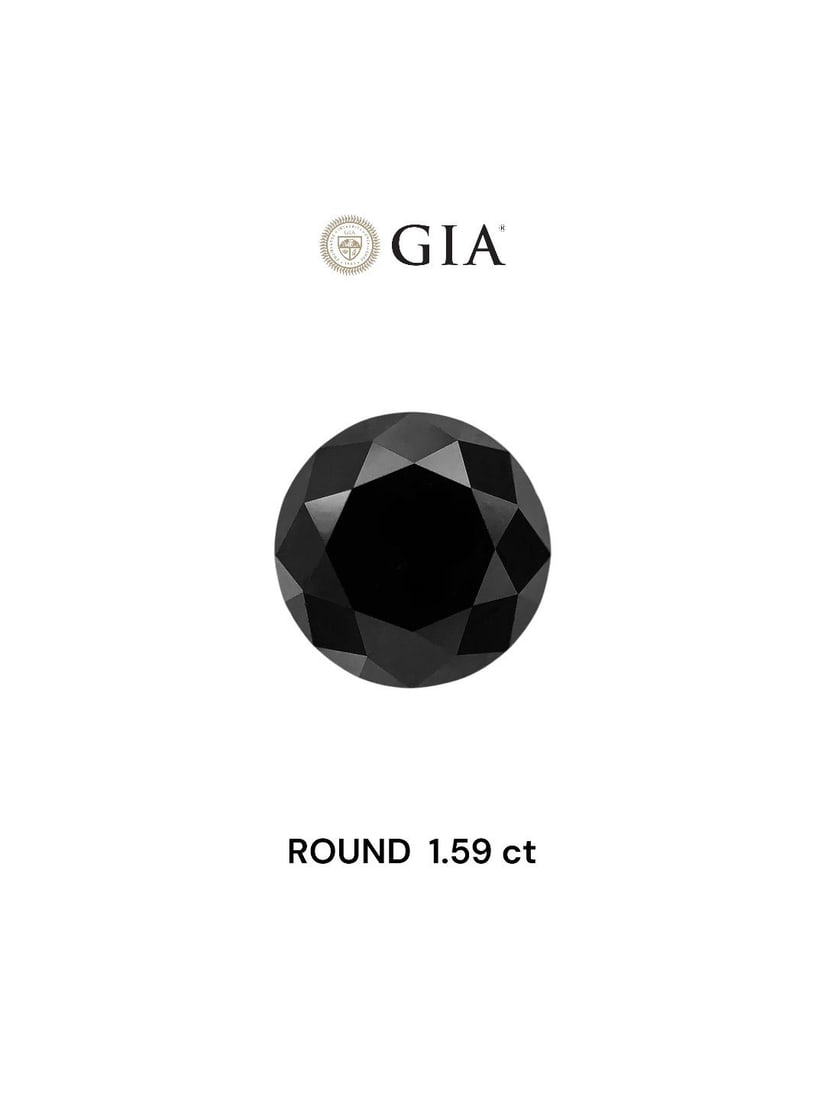 Loose Diamond - ROUND 1.59ct Fancy Black VVS2: Loose Diamond - ROUND 1.59ct Fancy Black VVS2 Source: Natural Shape: ROUND Carats: 1.59 Color: Fancy Black Certification: GIA Video: