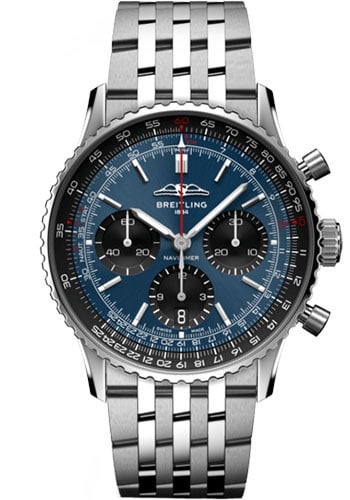 Navitimer B01 Chronograph Blue Dial Mens Watch AB0139241C1A1 with Card: Navitimer B01 Chronograph Blue Dial Mens Watch AB0139241C1A1 with Card This Breitling Navitimer B01 Chronograph features a striking blue dial and a rotating bezel. The watch is designed for men and is