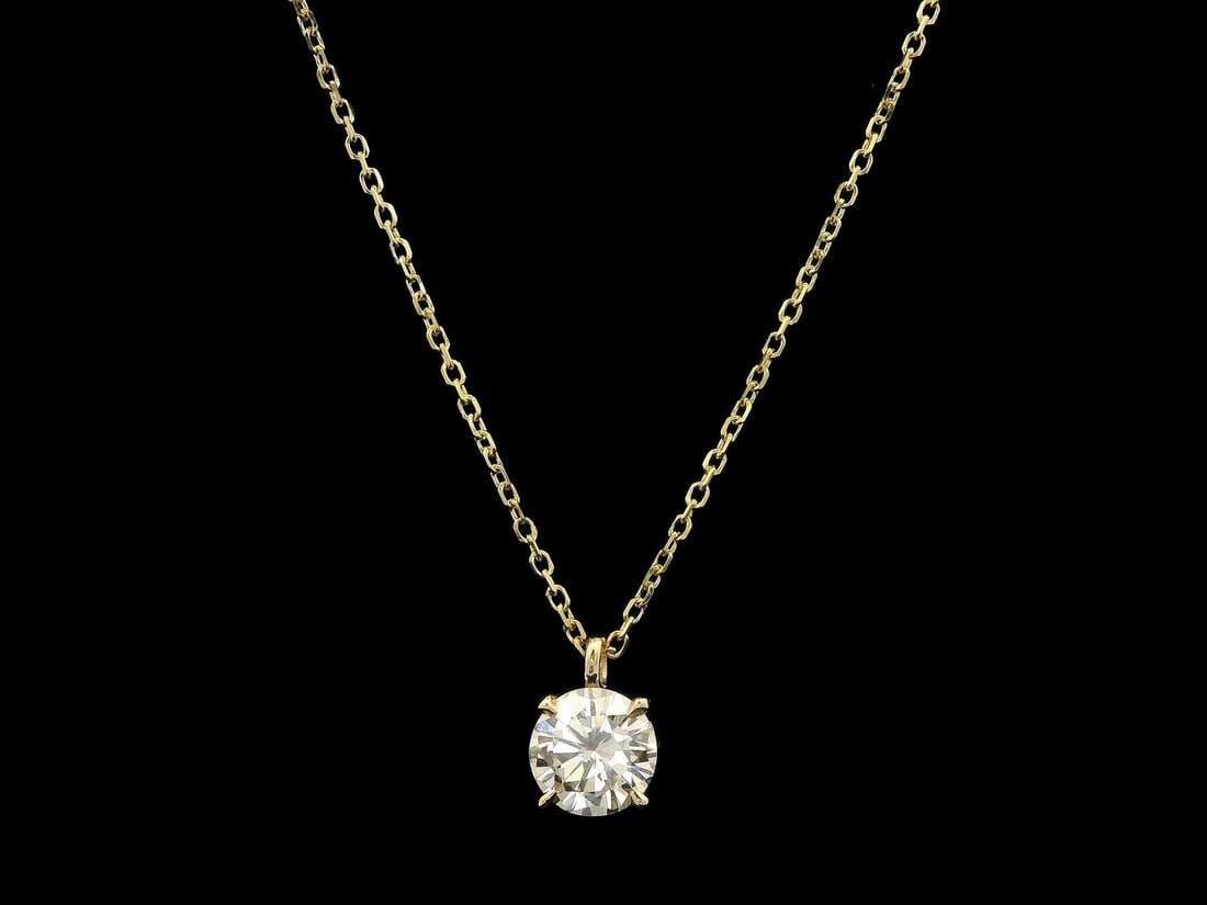 0.51ct Diamond Solitaire Pendant Necklace in 14k Yellow Gold Adjustable Length (1 of 11)