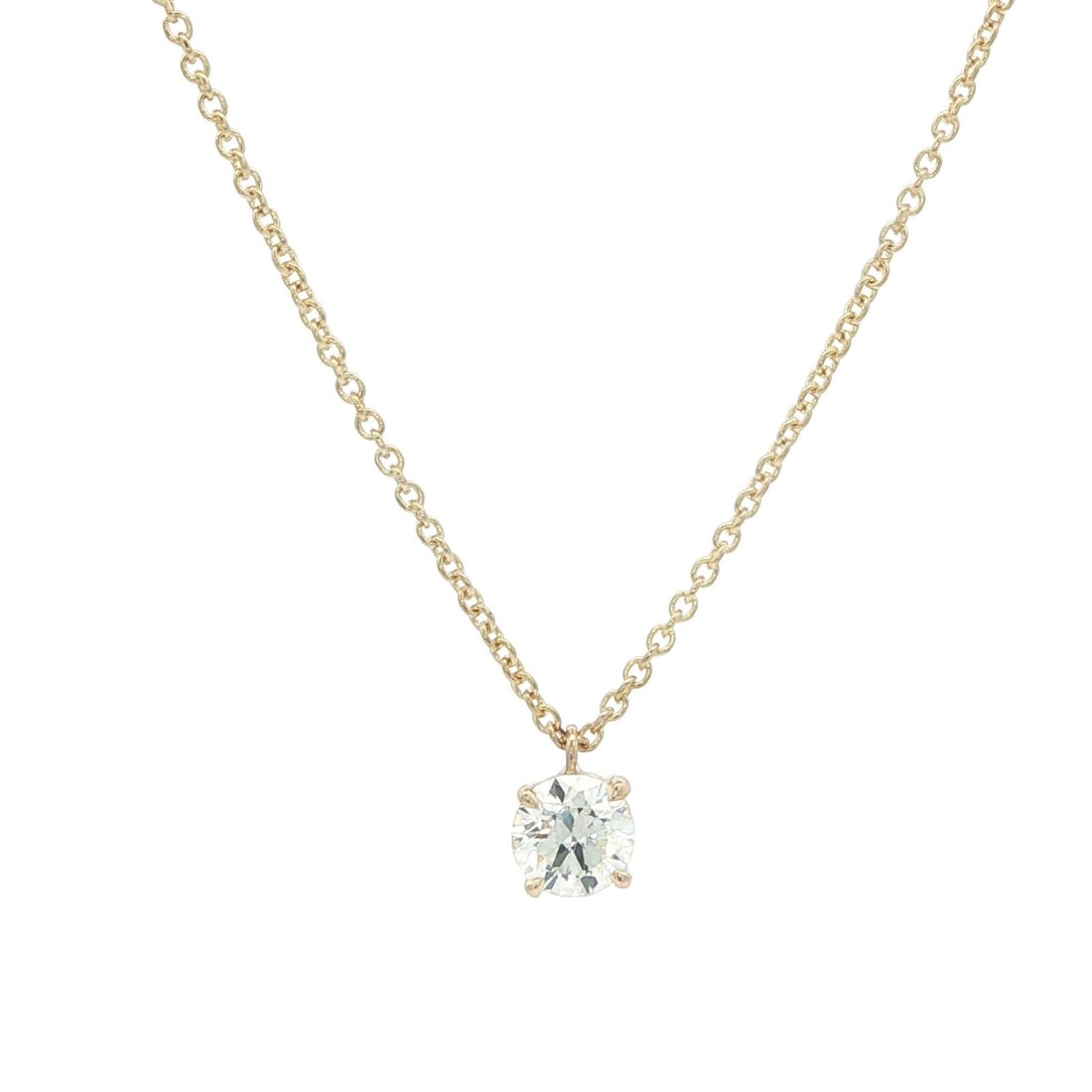 GIA Certified 0.55ct H SI1 Diamond 14k Yellow Gold Solitaire Pendant Necklace: GIA Certified 0.55ct H SI1 Diamond 14k Yellow Gold Solitaire Pendant Necklace This un-used necklace features a natural 0.55 carat round brilliant cut diamond, graded H color and SI1 clarity, set in a