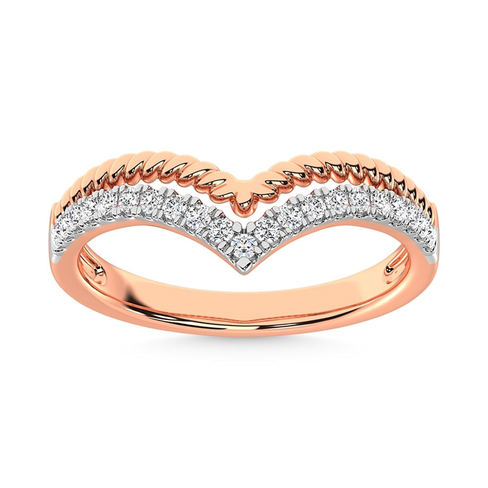 14K Rose Gold Diamond 1/4 Ct.Tw. Stack Band: 14K Rose Gold Diamond 1/4 Ct.Tw. Stack Band 14k Rose Gold Stone Color: G-h Stone Clarity: I2 Each ring is presented in standard size 6.5. Complimentary resizing is available between sizes 510 (in 1/4