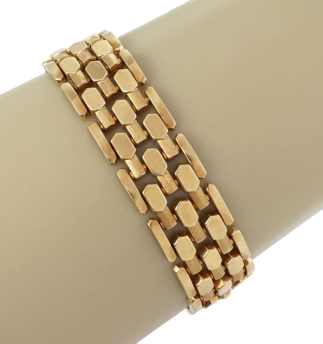 Vintage 18k Yellow Gold Link Bracelet Flex Bar Design 7 Inch (1 of 5)